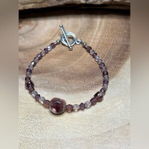 Purple Czech glass bead bracelet.